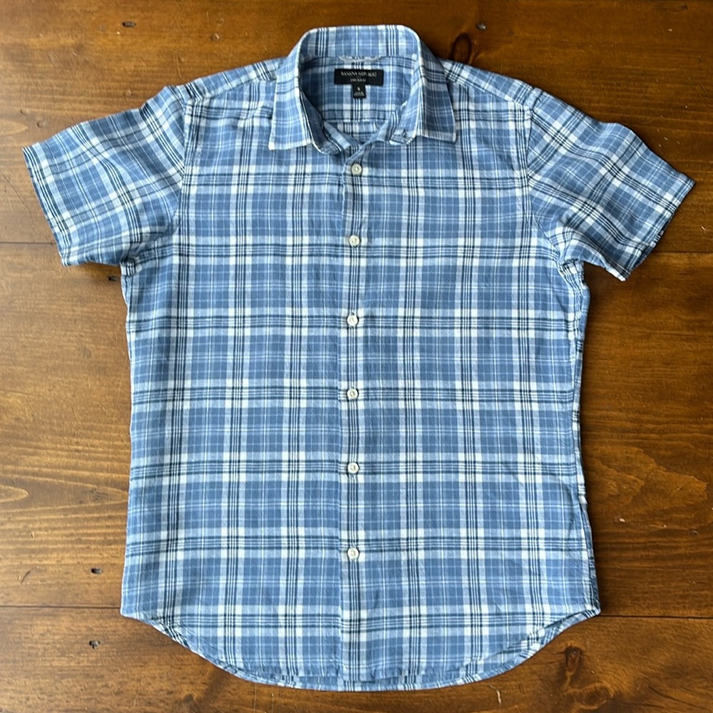 Banana Republic Linen Slim Fit Button Down Shirt Sz S